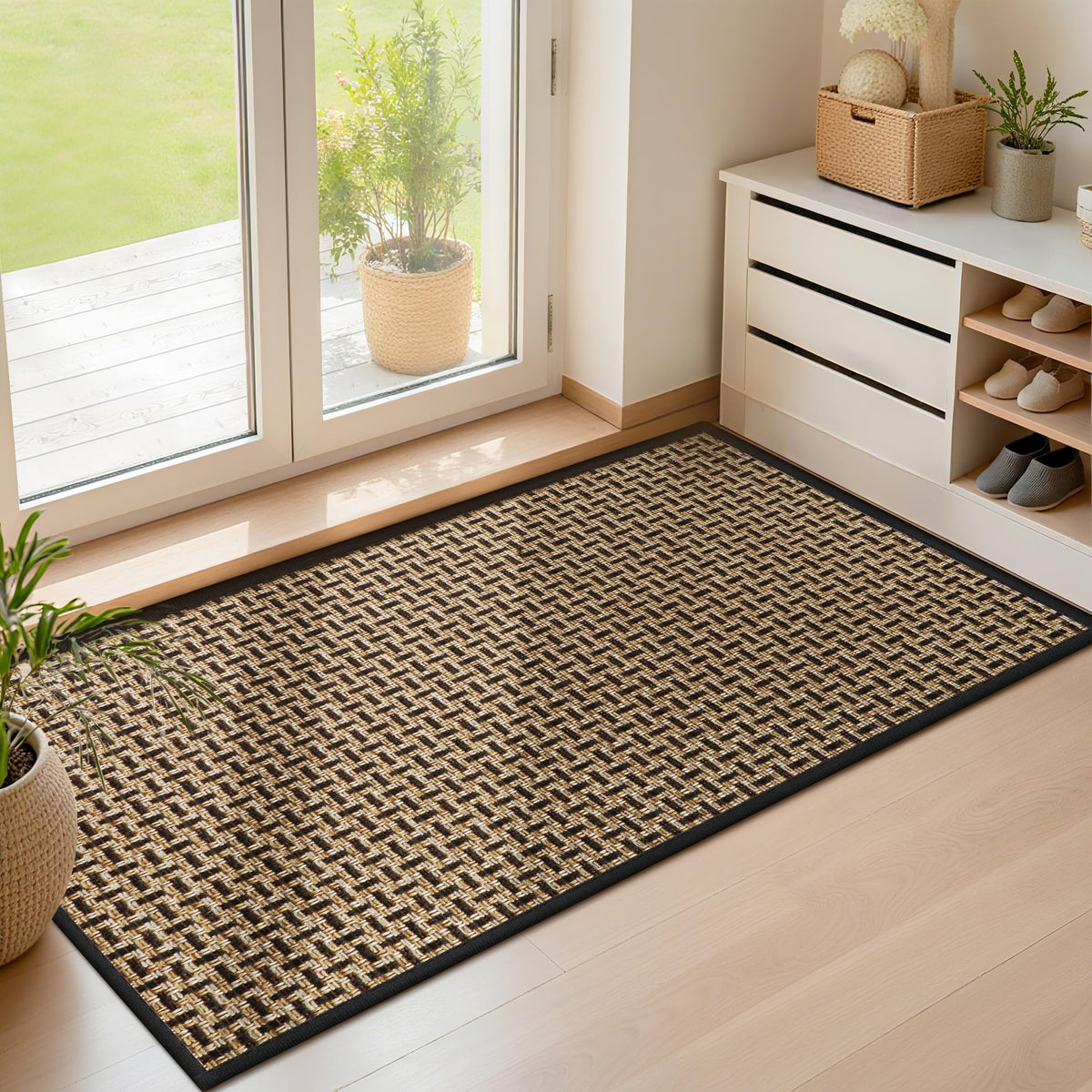 LEKEEPGO Ultra Thin Indoor Door Mat 17"x29", Non Slip Door Mat, Khaki