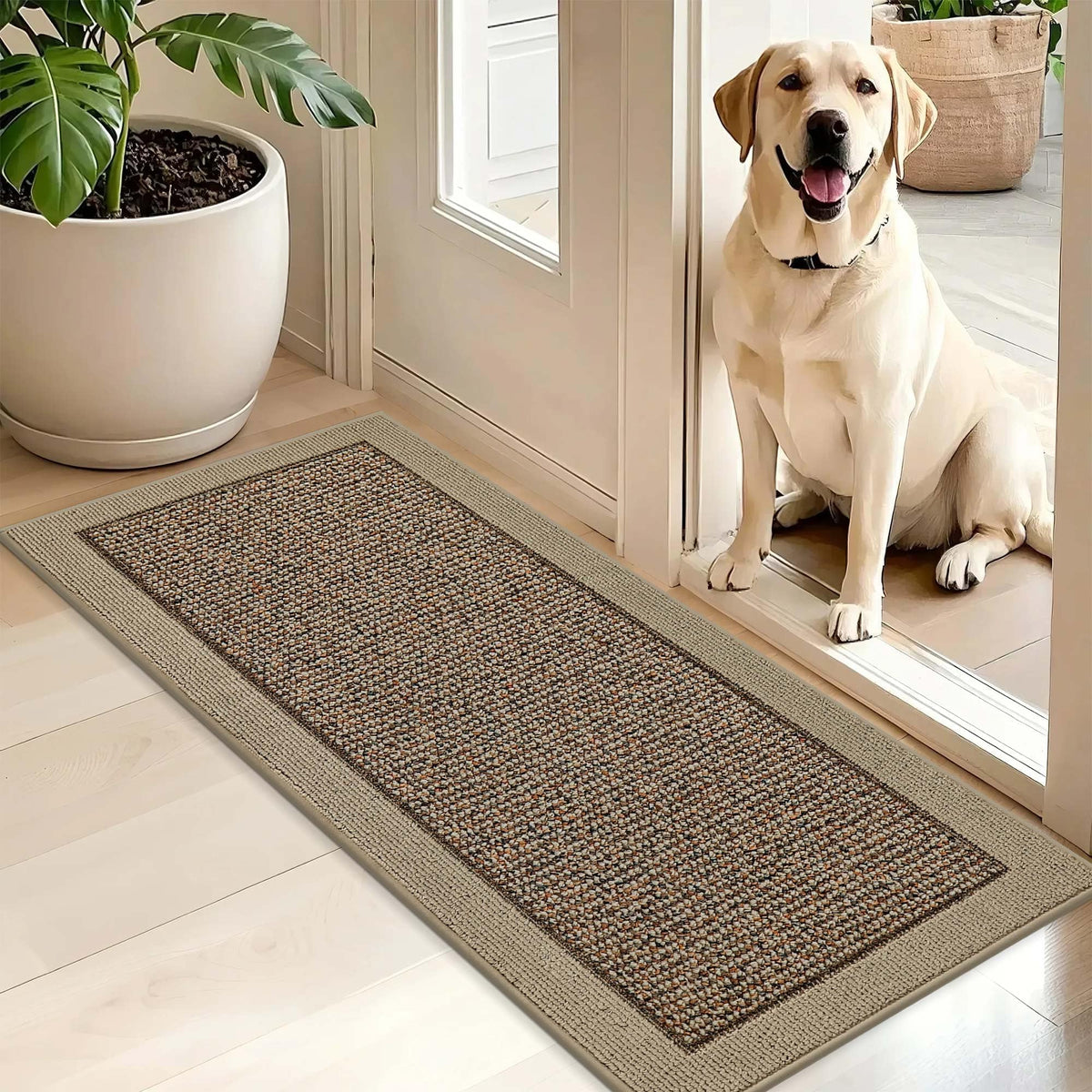 BEQHAUSE Indoor Door Mat 20" x 32", Dirt Trapper Door Mats, Taupe