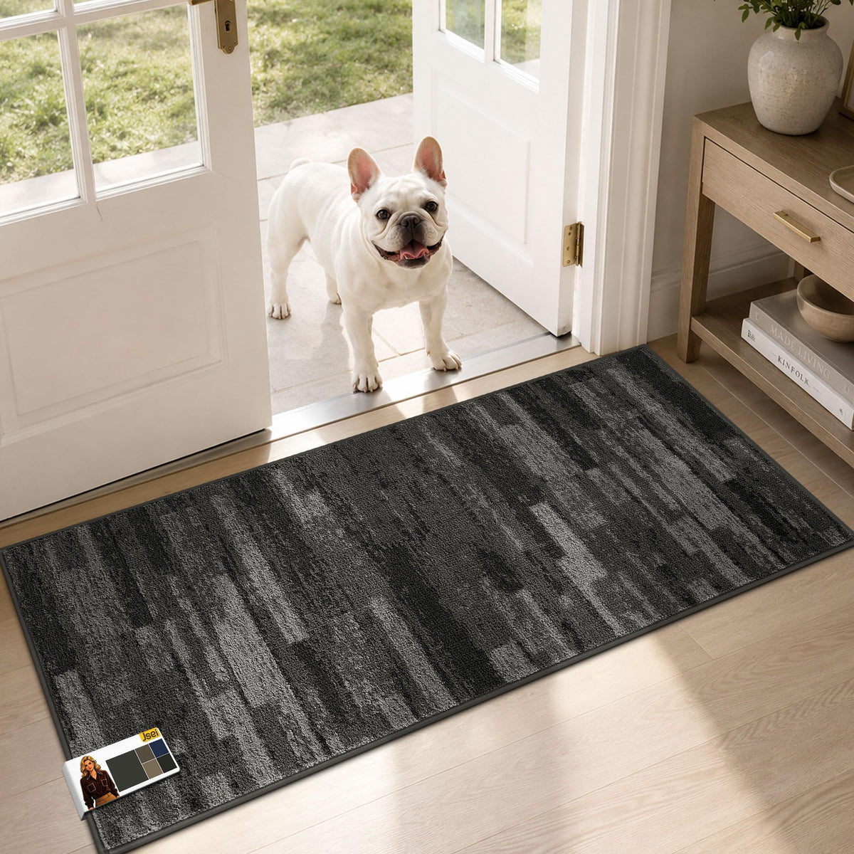 JSEI Dirt Trapper Door Mat 20"x32", Non-Slip Doormat, Blue