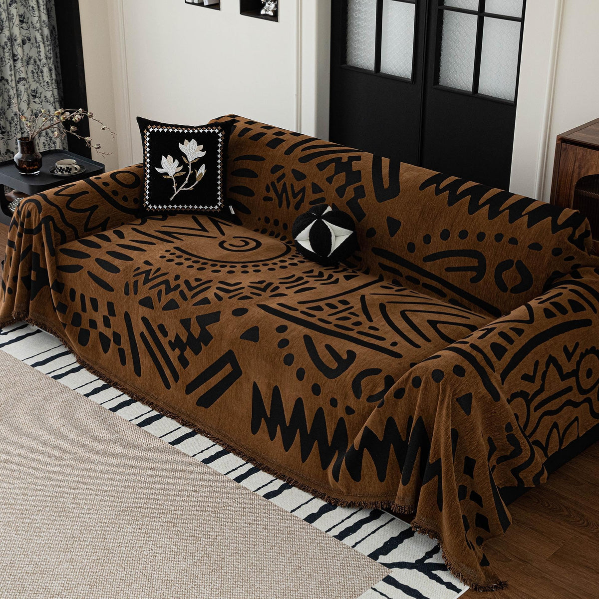 MEETSKY Couch Covers for Dogs, Washable Couch Covers, Pet Sofa Covers for 3 Cushion Couch, Chenille Thick Sectional Couch Cover Blanket Modern Furniture Protector Covers, 91" x 134", Dark Grey