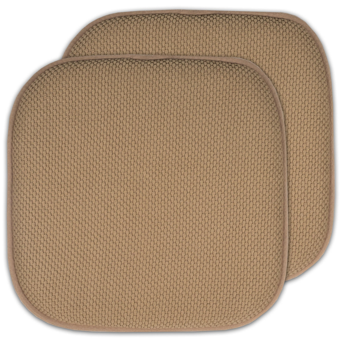 Sweet Home Collection Chair Cushion Memory Foam Pads Honeycomb Pattern Slip Non Skid Rubber Back Rounded Square 16" x 16" Seat Cover, 4 Pack, Alexis Chocolate