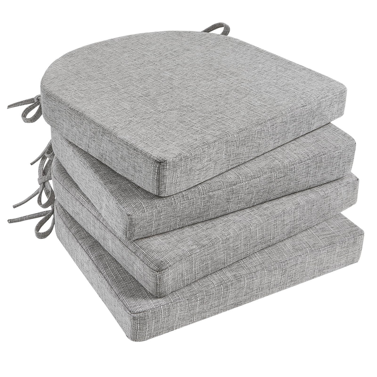 Basic Beyond Chair Cushions for Dining Chairs 4 Pack, Kitchen Chair Cushions with Ties and Non Slip Backing, 16 x 16 inches Chair Pads for Dining Chairs (Black)
