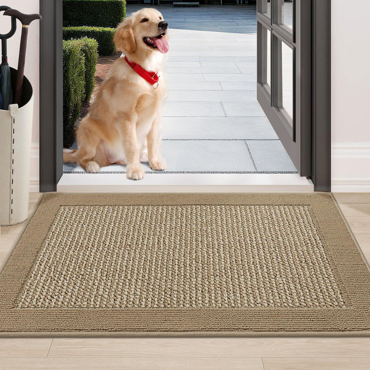 BEQHAUSE Indoor Door Mat 20" x 32", Dirt Trapper Door Mats, Taupe