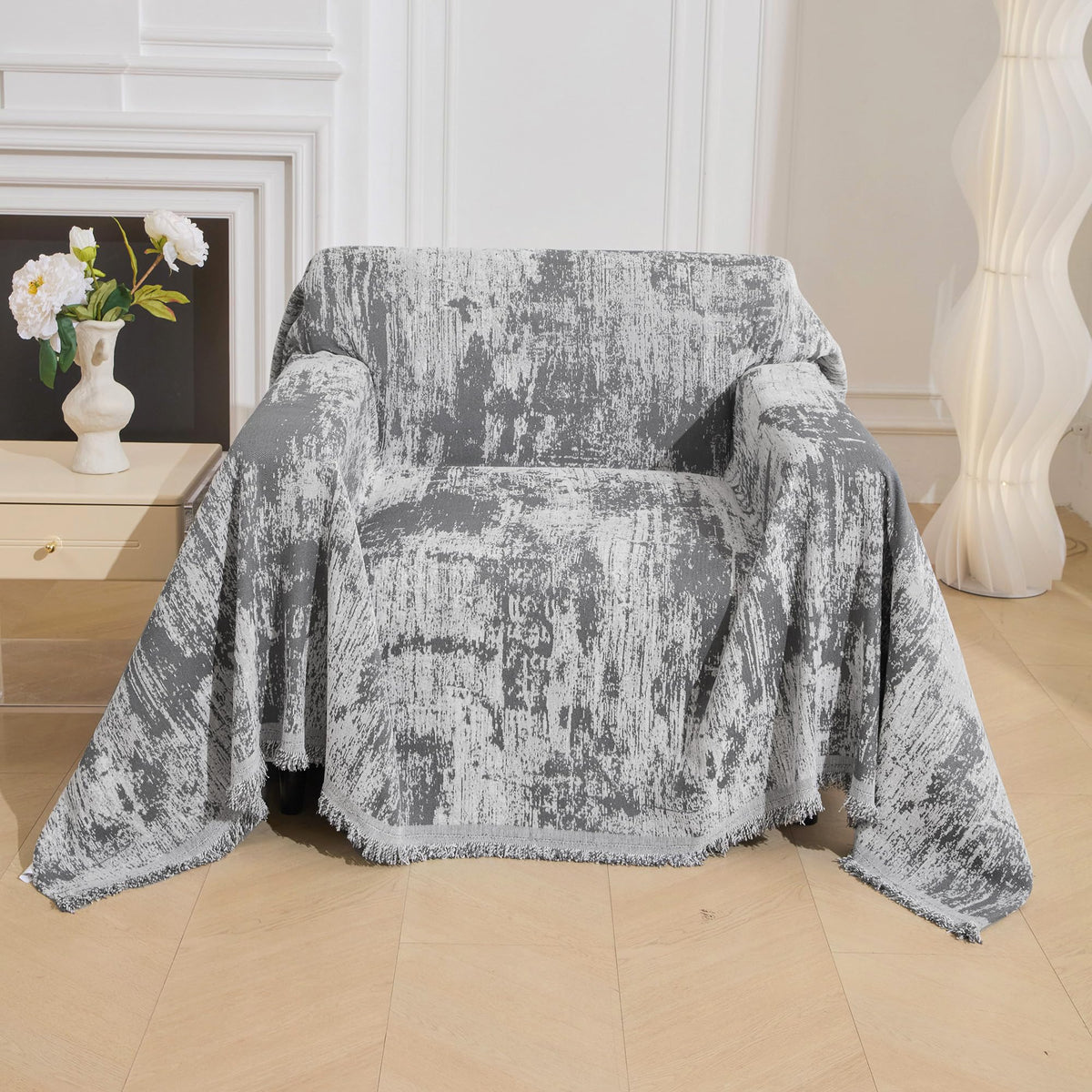 MEETSKY Couch Cover Sofa Covers Couch Covers for 3 Cushion Couch Sofa Pet Friendly, L Shaped Sectional Sofa Covers Washable Simply Put Sofa Throw Cover for Dogs, 91" x 134", Beige
