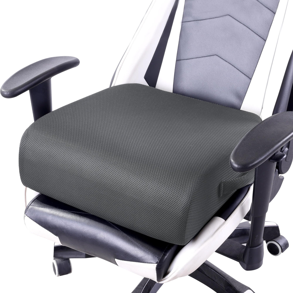 MABOZOO Extra Thick Chair Cushions,Office Chair Booster Seat Cushion to Raise Seat Height for Pain Relief,18 x 16 x 6 inch Non Slip Memory Foam Thick Cushion with Carry Handle（Black）