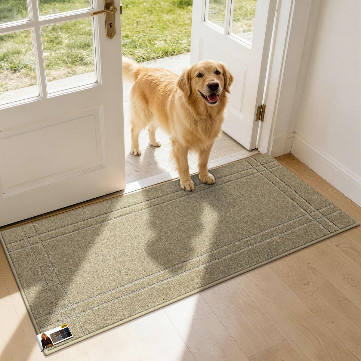 JSEI Door Mat for Entrance 20"x32", Dirt Trapper Doormat, Black
