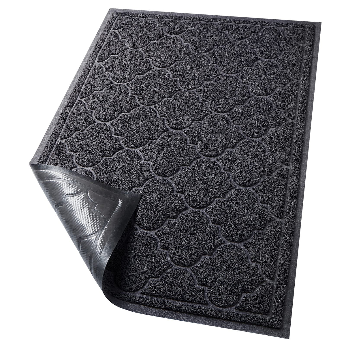 LuxStep Door Mat Large 24x36 Inch Indoor Outdoor Doormat, Non-Slip Low-Profile Design Floor Mat, Durable Trap Dirt and Dust Front Door Welcome Mat for Entryway,Patio,Garage, Grey