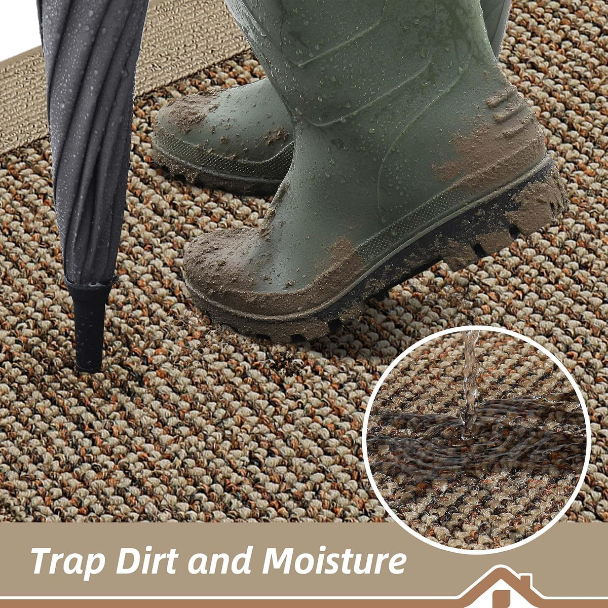 BEQHAUSE Indoor Door Mat 20" x 32", Dirt Trapper Door Mats, Taupe