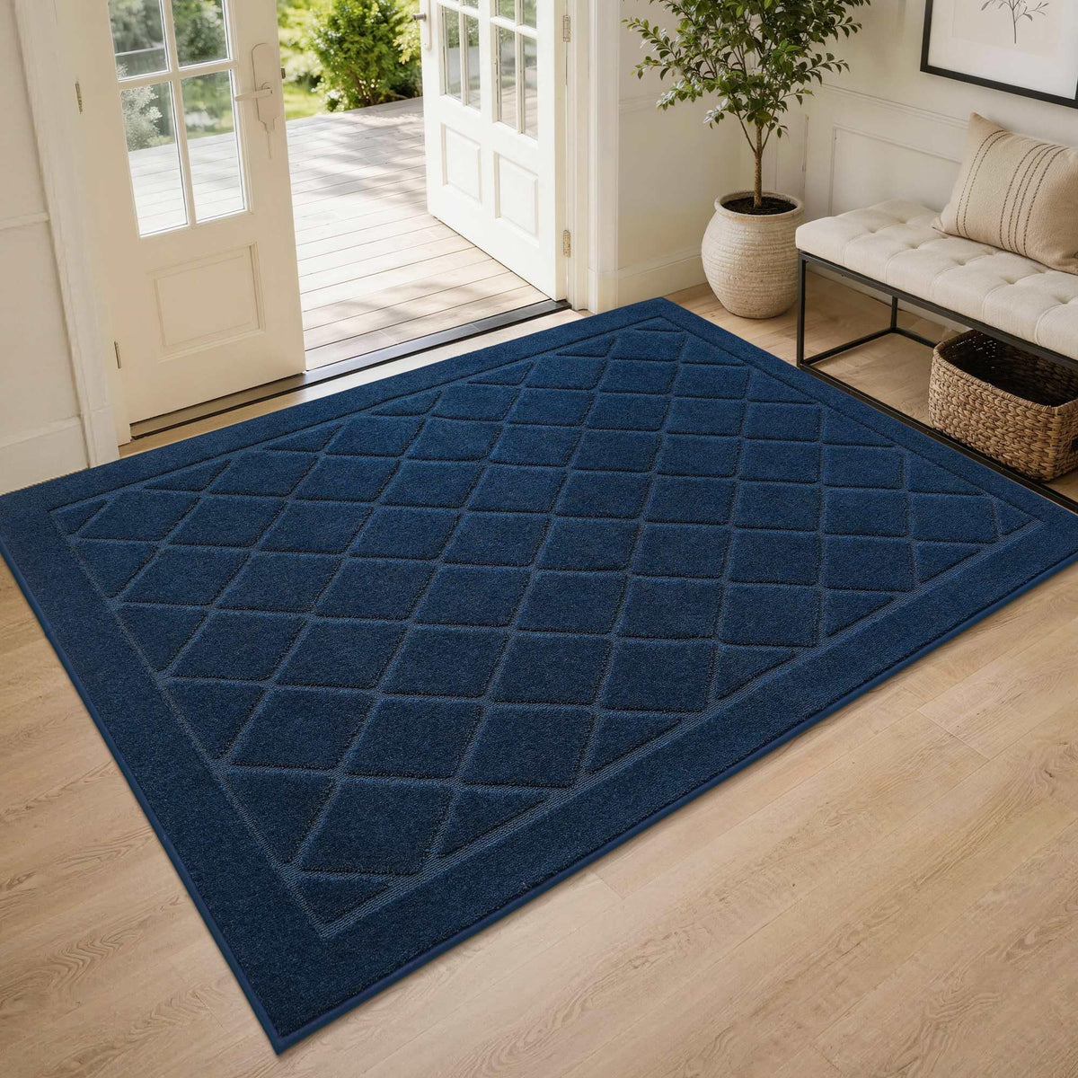 BEQHAUSE Dirt Trapper Door Mat 24" x 36", Doormat Non-Slip, Dark Grey