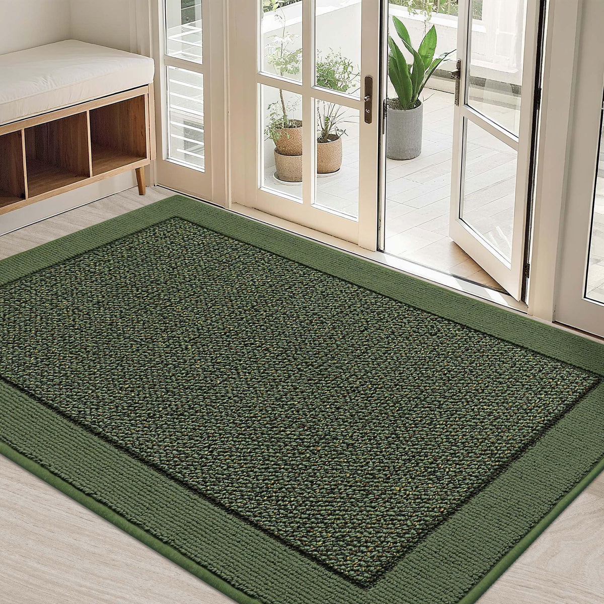BEQHAUSE Indoor Door Mat 20" x 32", Dirt Trapper Door Mats, Taupe