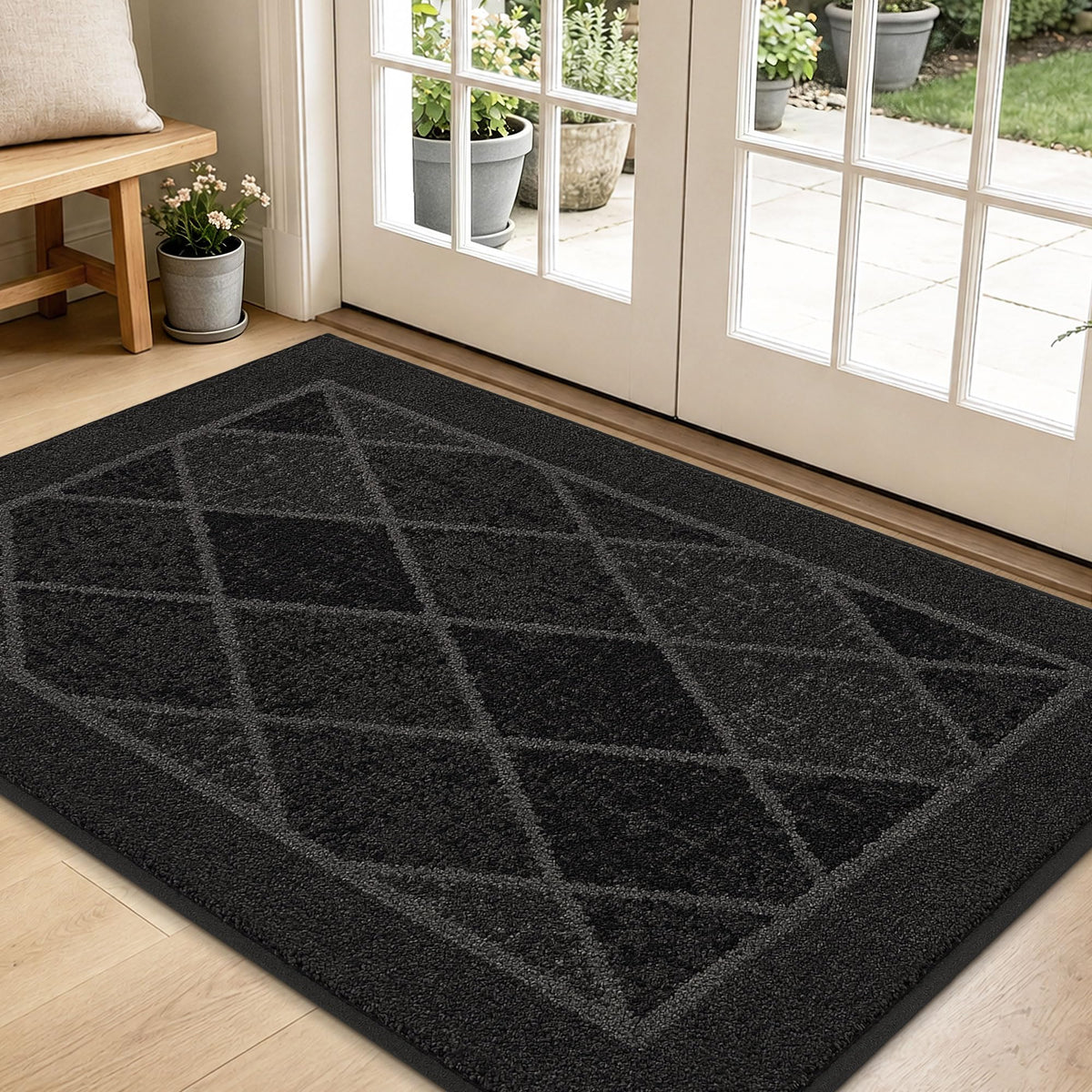 BEQHAUSE Dirt Trapper Door Mat 24" x 36", Doormat Non-Slip, Dark Grey