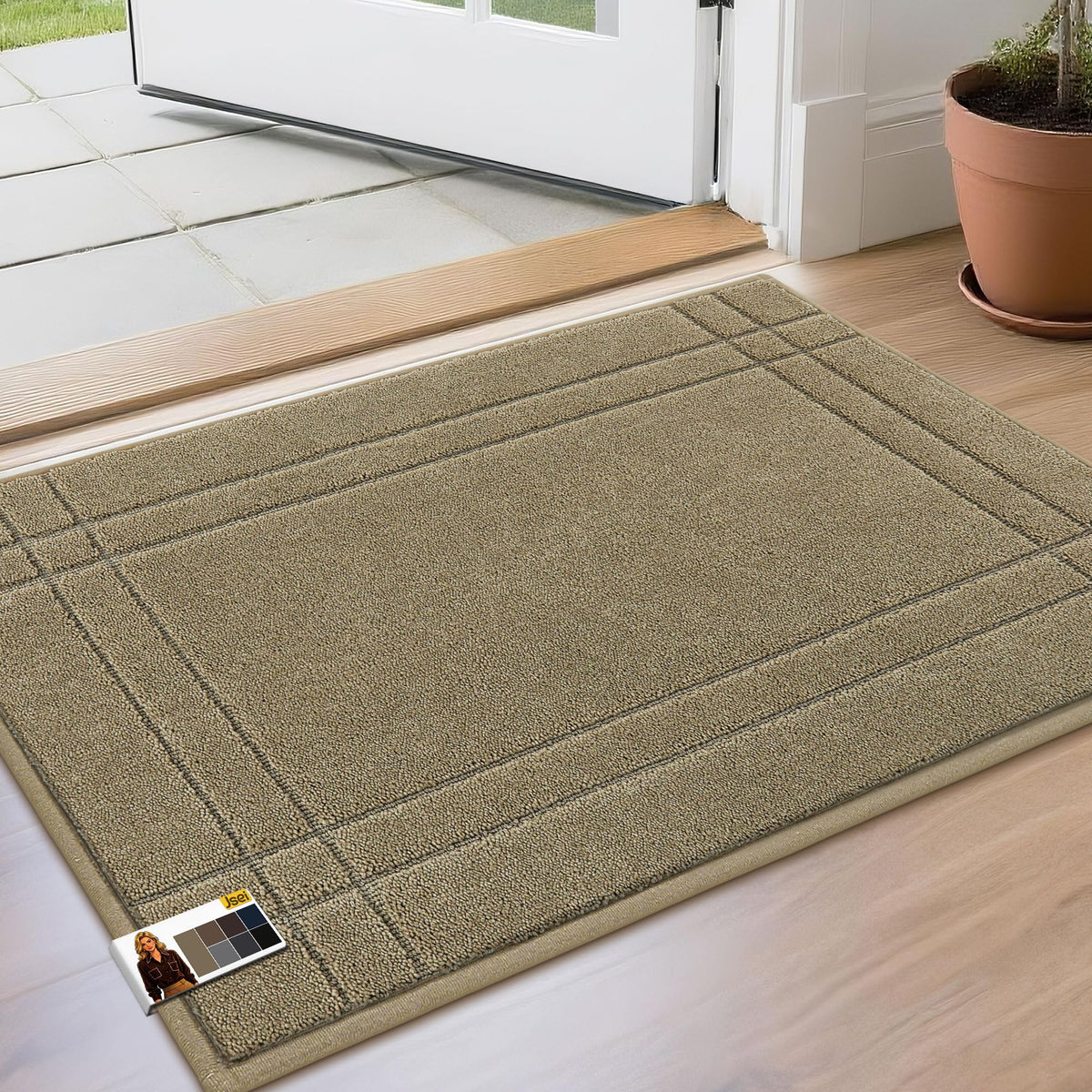 JSEI Door Mat for Entrance 20"x32", Dirt Trapper Doormat, Black