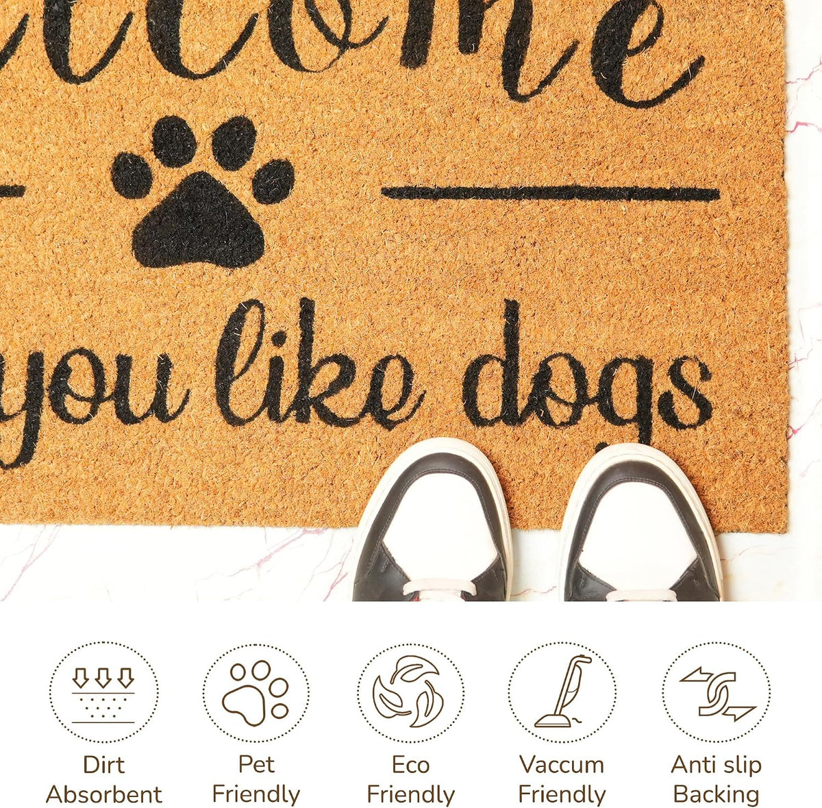 Coir Front Door mat with Hope You Like Dogs Print, 30x17x0.6