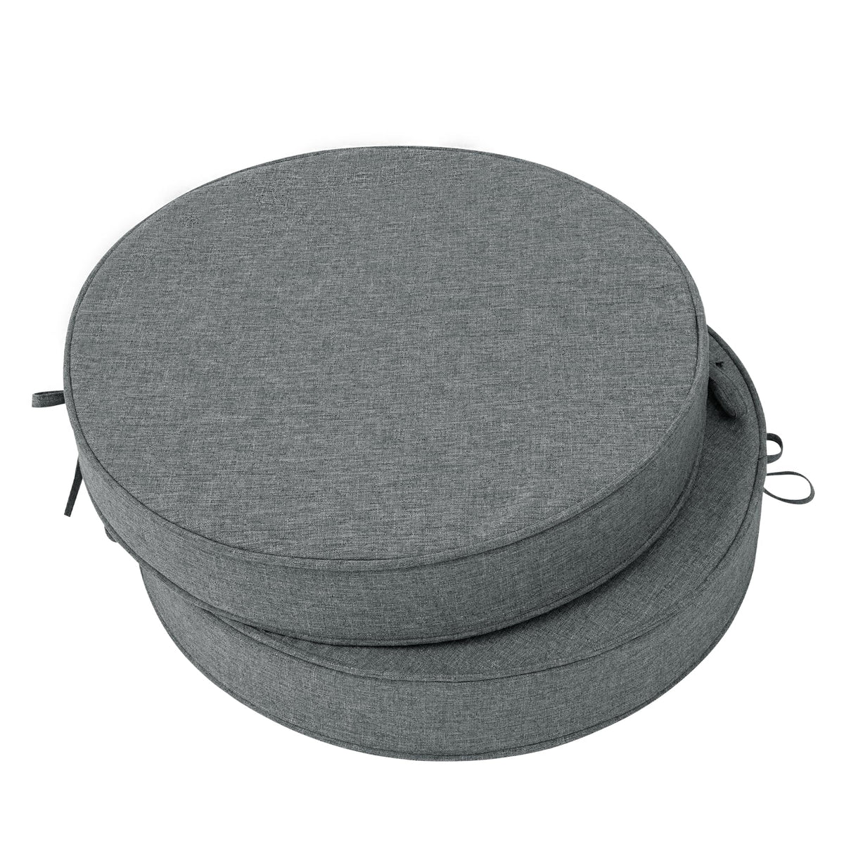 Outdoor Chair Cushions, Fade-Resistant & Water-Resistant, D Shaped Patio Furniture Seat Chair Pads Replacement with Ties, Non-Slip Bottom, Removable Cover, Set of 2, 17 x 16 Inch, Natural