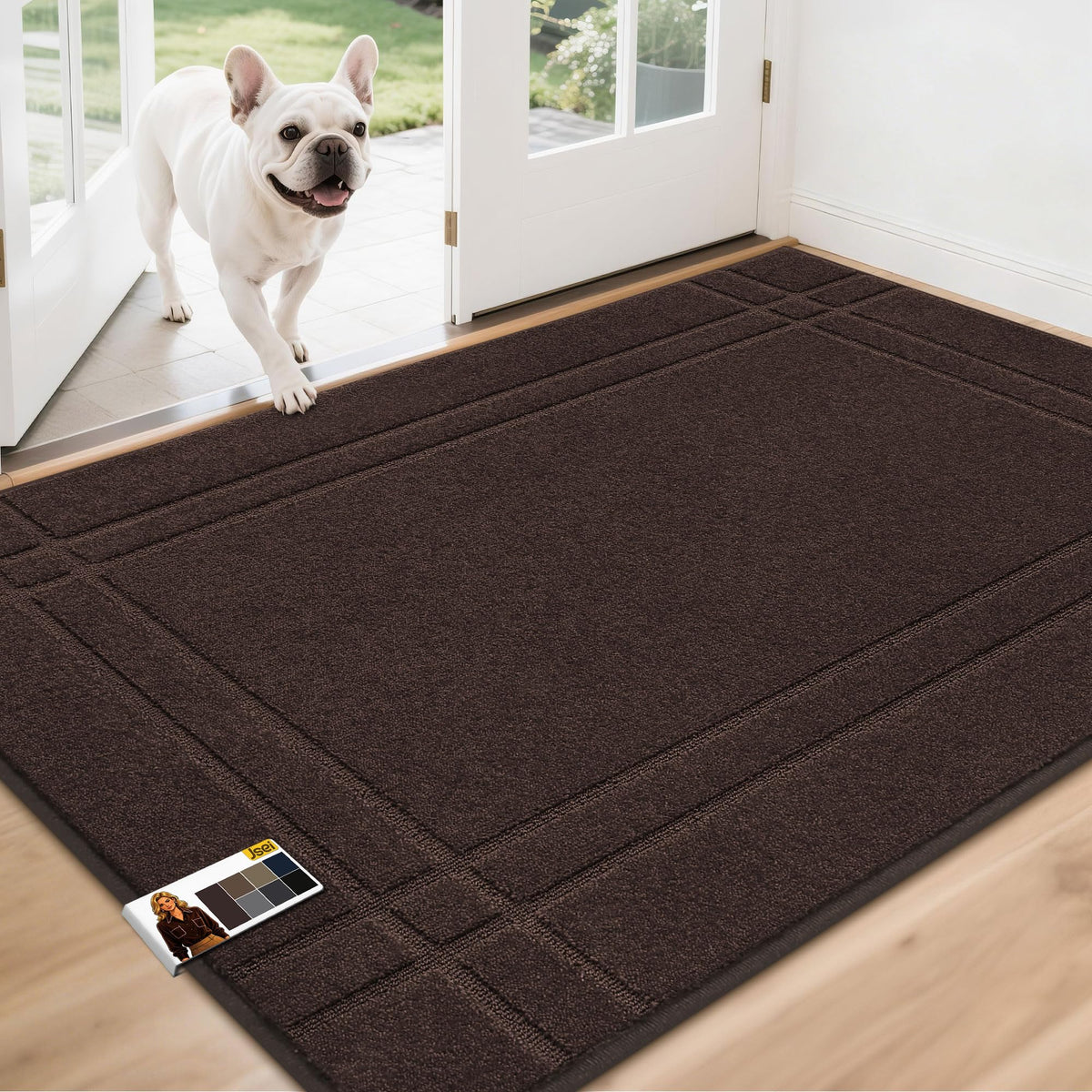 JSEI Door Mat for Entrance 20"x32", Dirt Trapper Doormat, Black