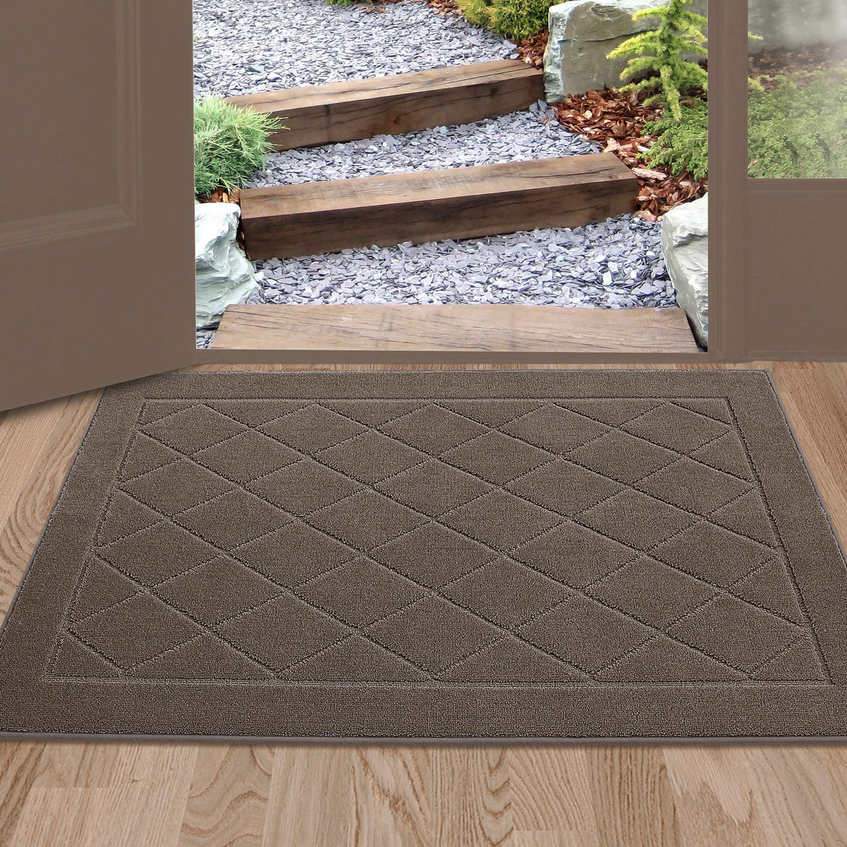 BEQHAUSE Dirt Trapper Door Mat 20" x 32", Doormat Non-Slip, Navy Blue
