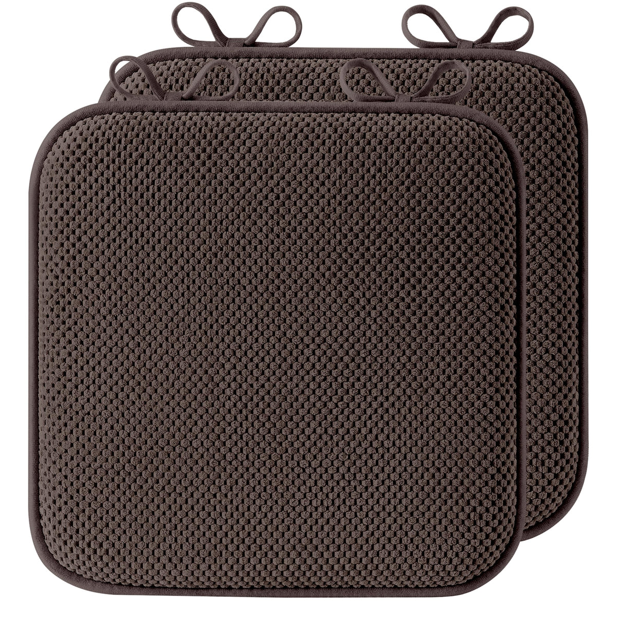 puredown® Chair Cushions for Dining Chairs, Set of 2 Memory Foam Seat Cushions with Non-Slip Backing & Ties, 16" x 16" x 1.5", Comfortable & Supportive Dining Chair Pads for Kitchen, Black