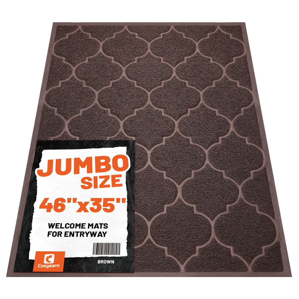 Cosyearn Door Mat, 46x35, Black, Indoor Outdoor Front Entryway Doormat