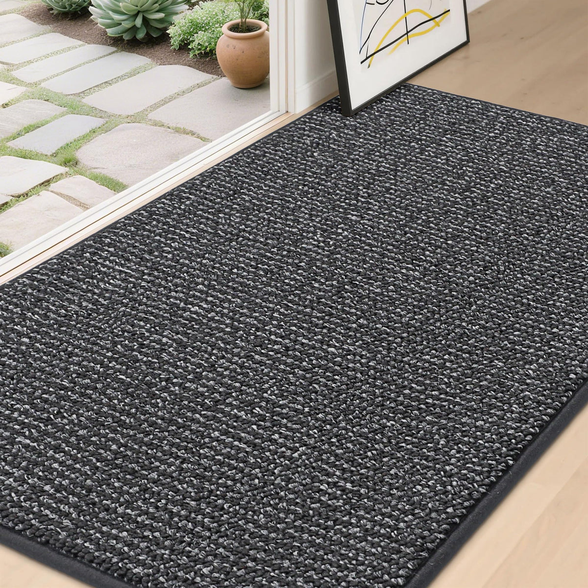 BEQHAUSE Dirt Trapper Door Mat 32" x 48", Non-Slip Washable Doormats, Beige