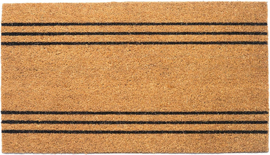 Coco Coir Door Mat Plain Welcome Mat with Stripes Beige 30x17