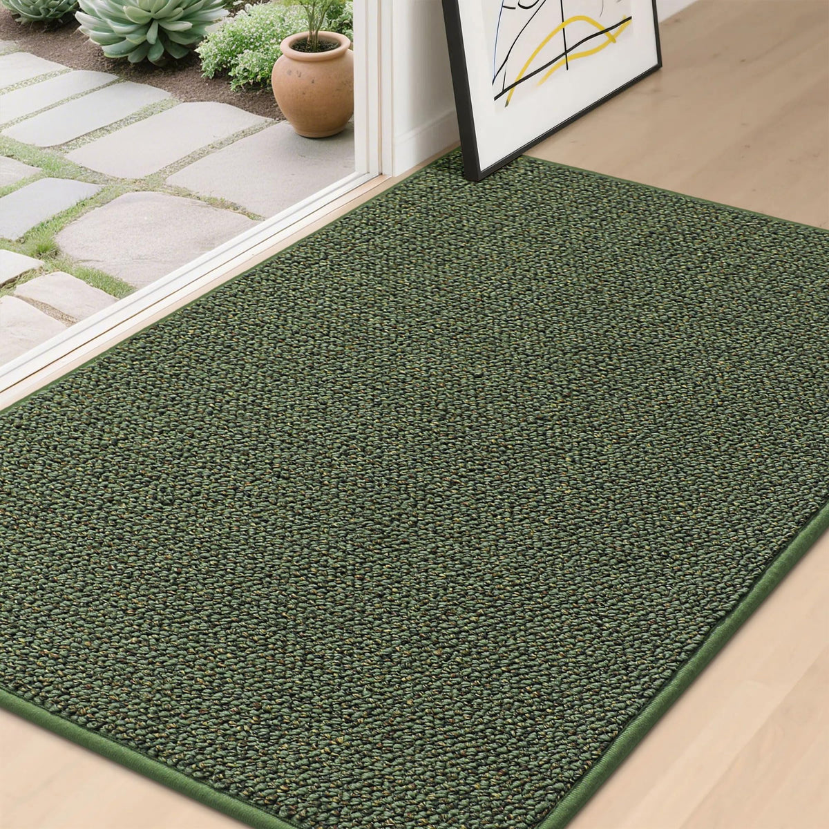 BEQHAUSE Dirt Trapper Door Mat 20" x 32", Non-Slip Washable, Light Beige
