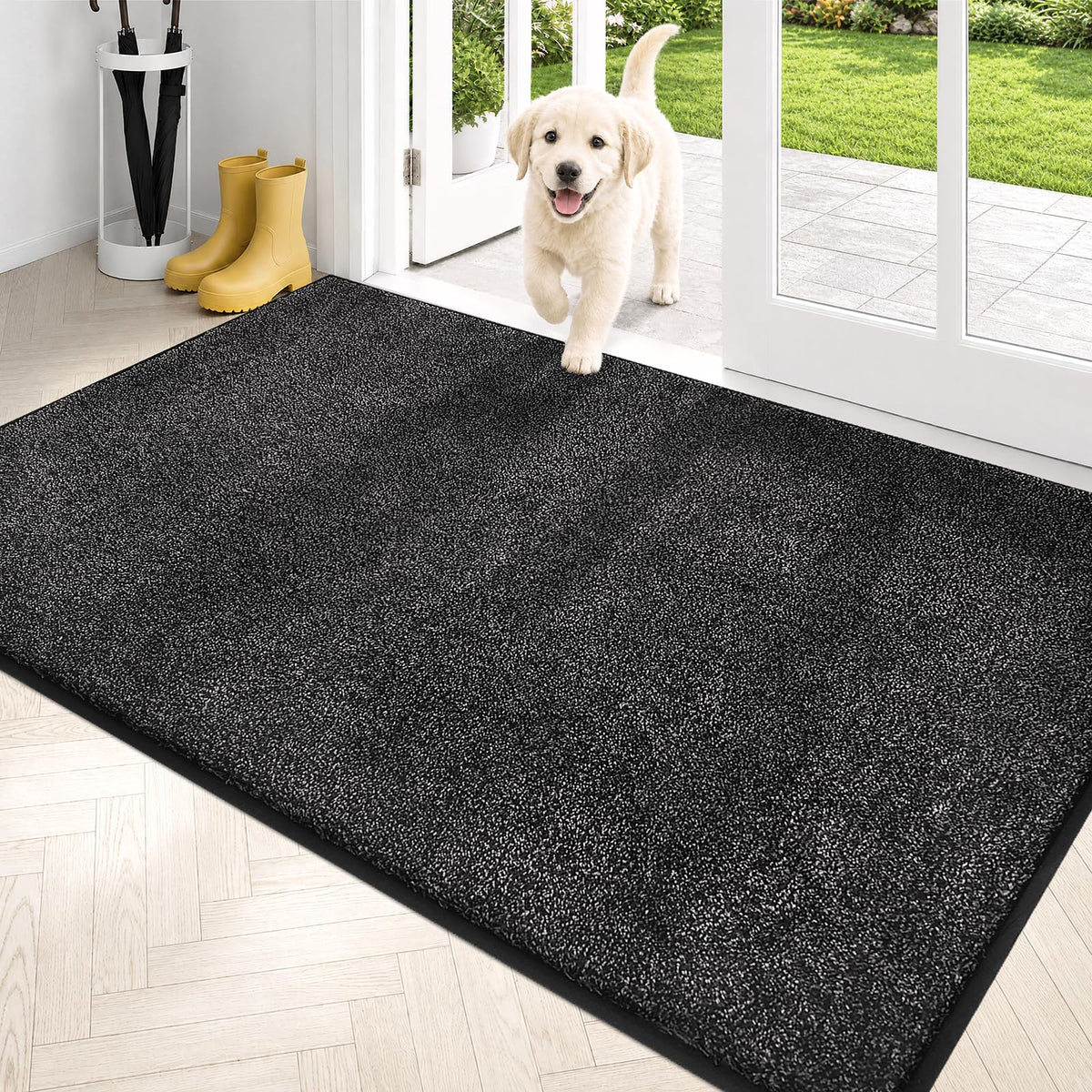 PURRUGS Dirt Trapping Indoor Door Mat, 24" x 35.5", Charcoal