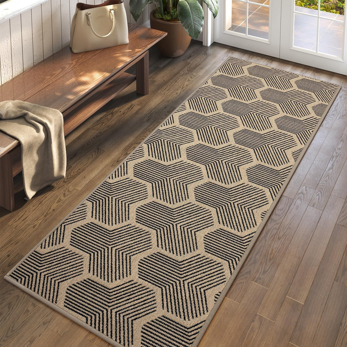 Front Door Mat Indoor Outside Entrance Non-Slip Mats Brown 17"x30"