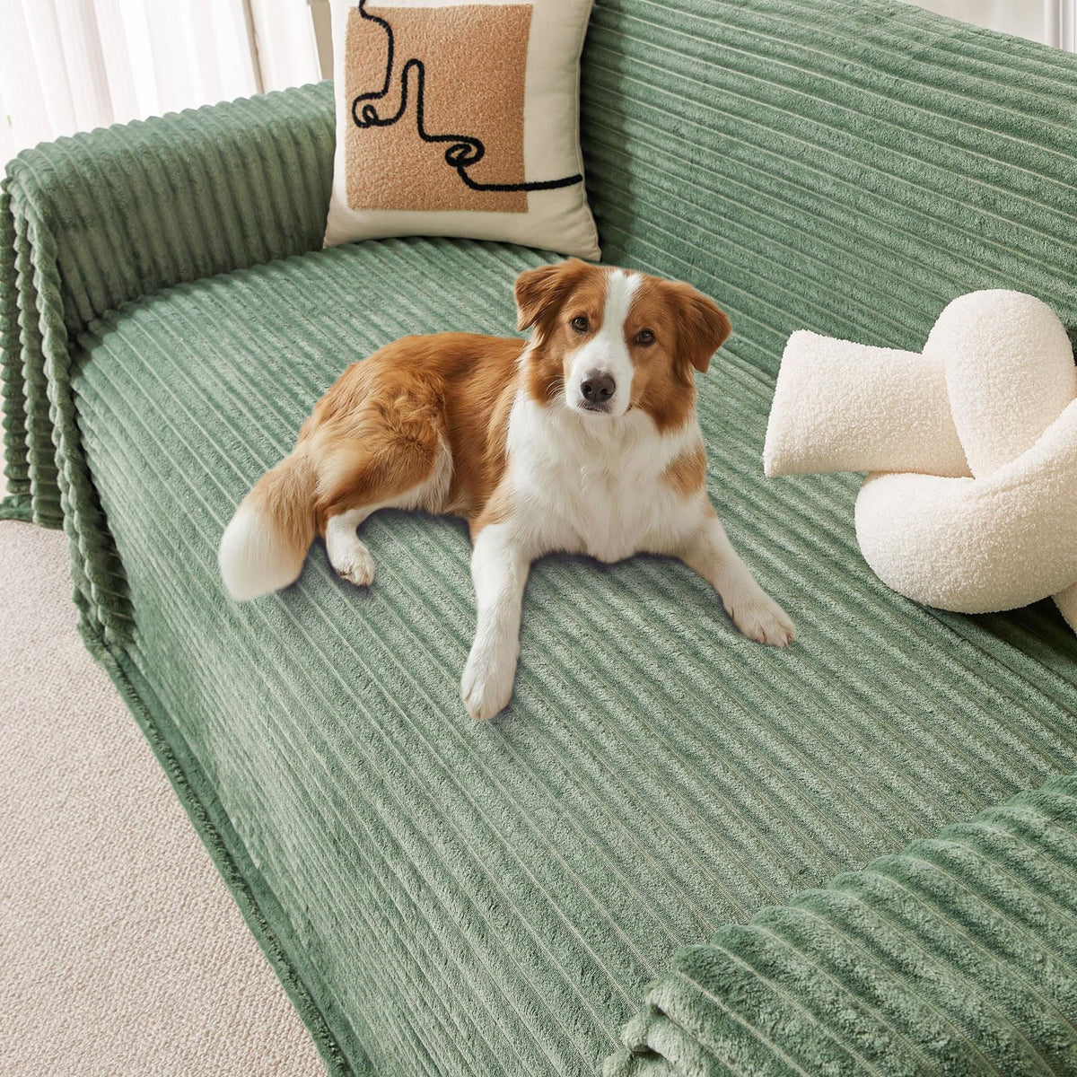 Pet-Friendly Non-Slip SofaCover,71"*118" Off White,Washable Stain Resistant