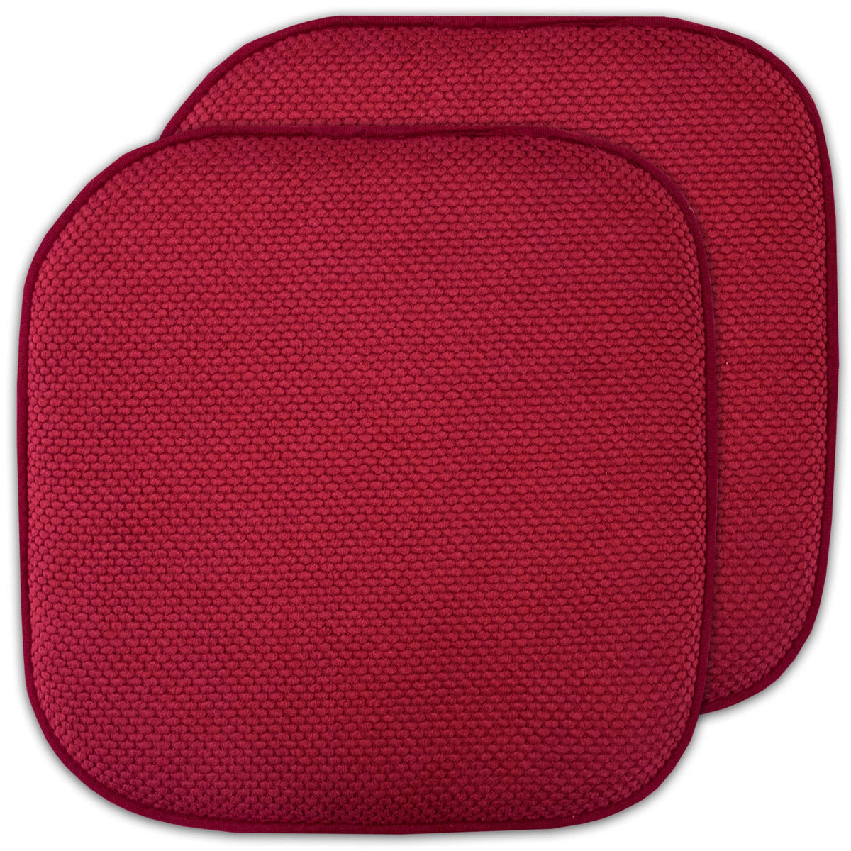 Sweet Home Collection Chair Cushion Memory Foam Pads Honeycomb Pattern Slip Non Skid Rubber Back Rounded Square 16" x 16" Seat Cover, 4 Pack, Alexis Chocolate