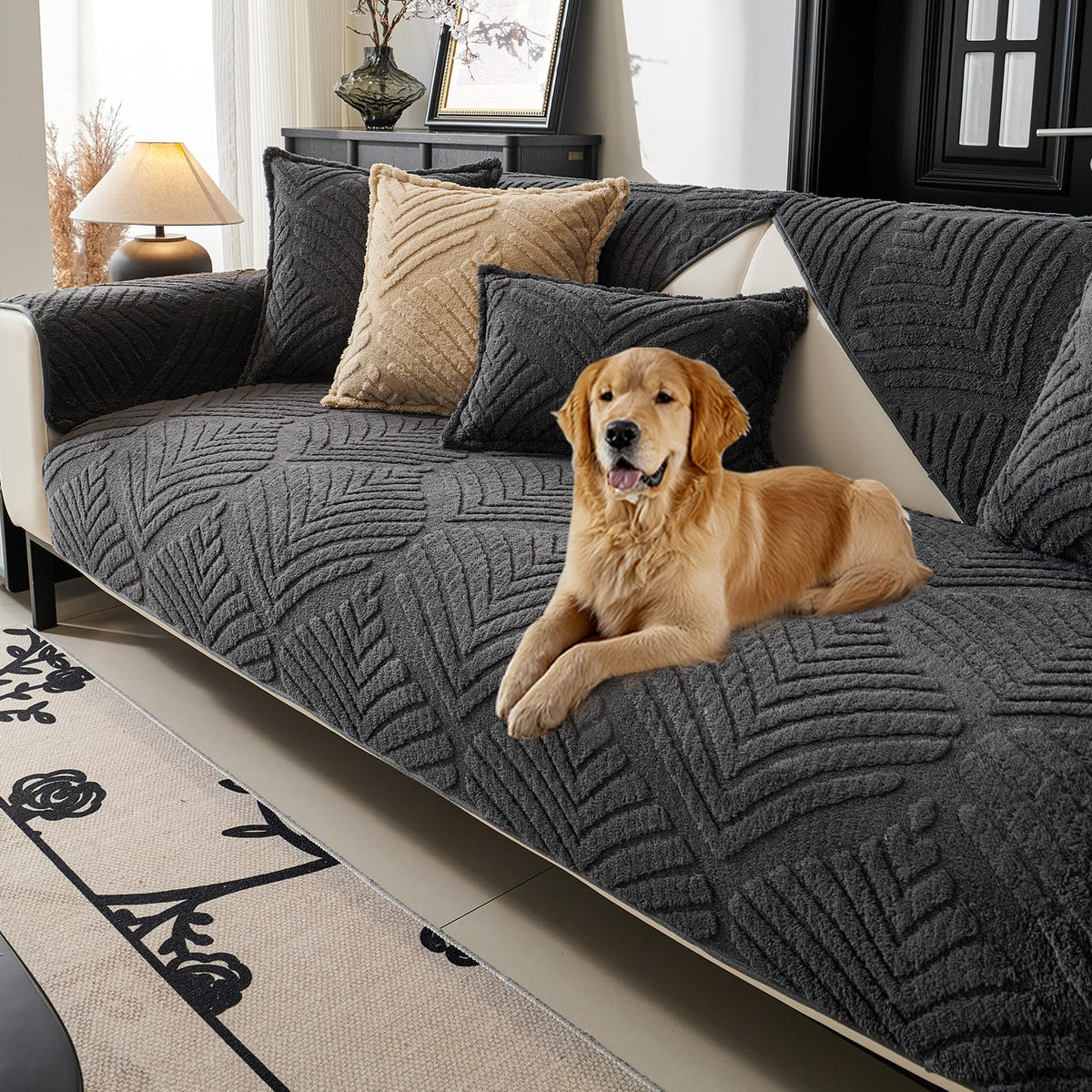 Plush Sofa Cover Washable, Funny Fuzzy Pet Couch Cover for 1 Seat