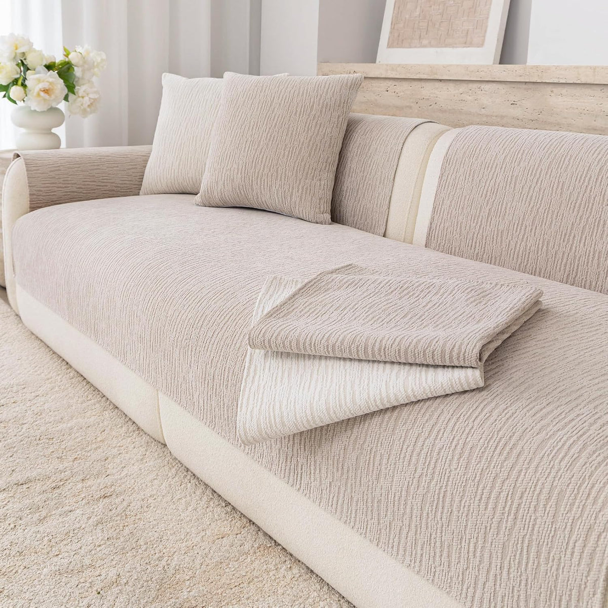 Waterproof Couch Cover for Dogs,Nonslip Sofa Cover for L Shaped Sofa,Washable Furniture Protector Pet Friendly(Coffee,36"x82")