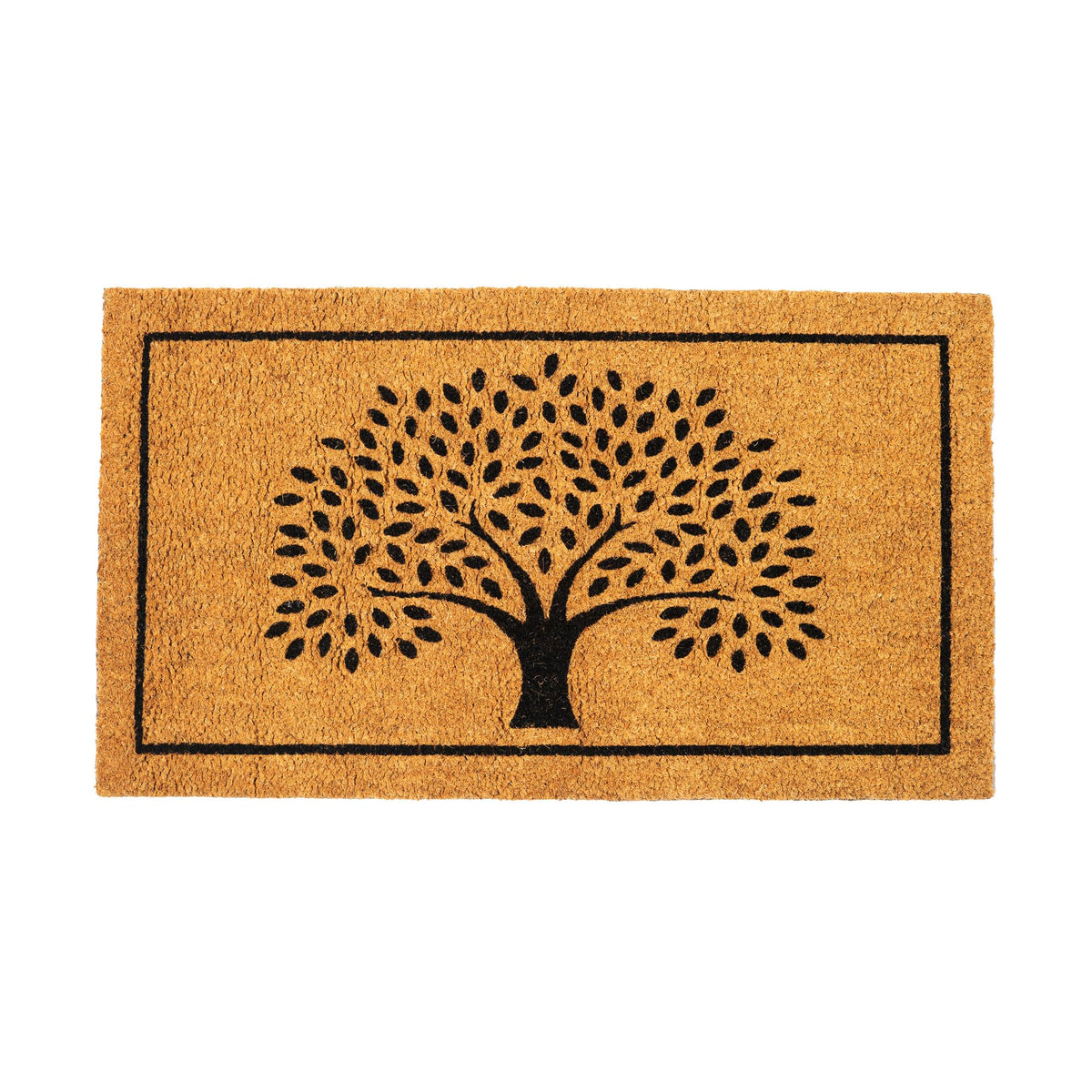 Coco Coir Door Mat Plain Welcome Mat with Stripes Beige 30x17