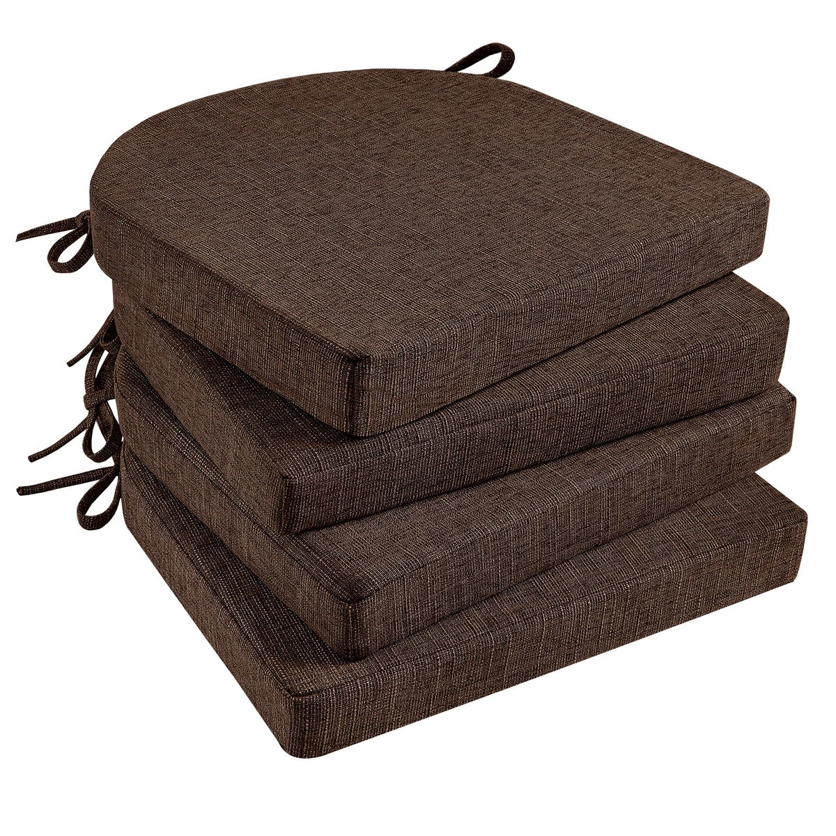 Basic Beyond Chair Cushions for Dining Chairs 4 Pack, Kitchen Chair Cushions with Ties and Non Slip Backing, 16 x 16 inches Chair Pads for Dining Chairs (Black)