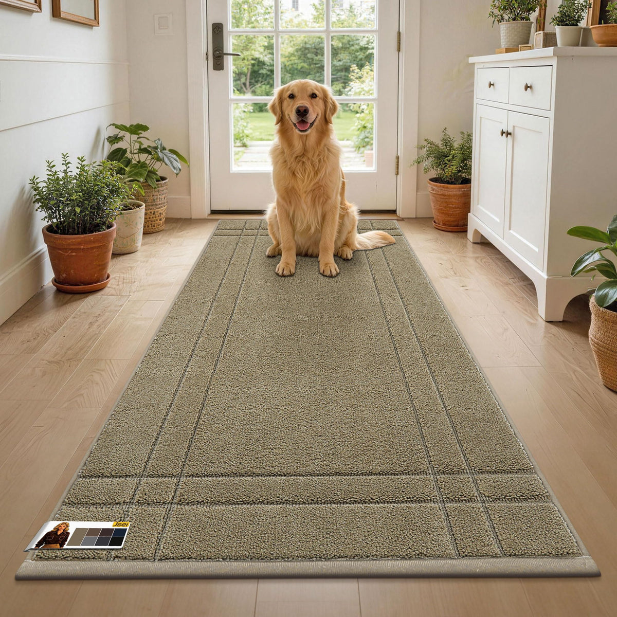 JSEI Door Mat for Entrance 20"x32", Dirt Trapper Doormat, Black