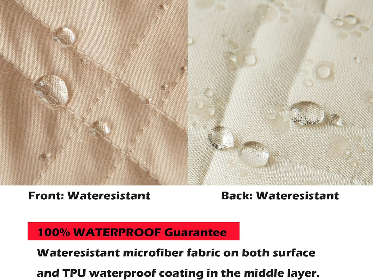 Ameritex Couch Sofa Slipcover 100% Waterproof Nonslip Quilted Furniture Protector for Dogs, Children, Pets, Machine Washable (Beige, 68")