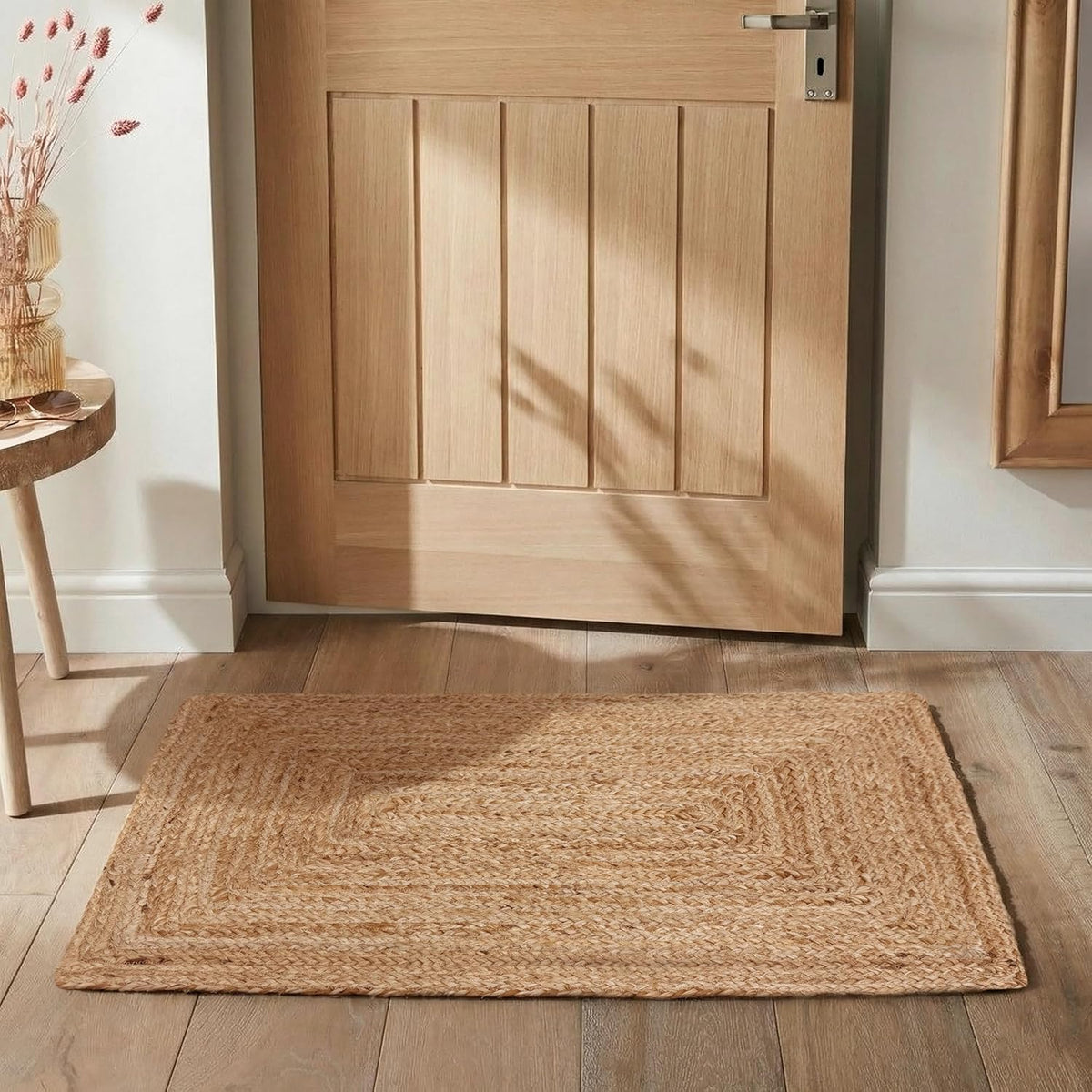 Hausattire Jute Braided Woven Kitchen Rug 2x3 Feet - Natural