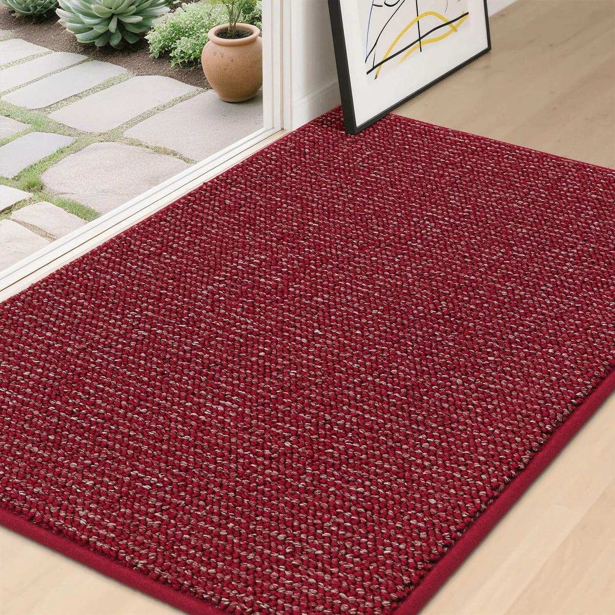BEQHAUSE Dirt Trapper Door Mat 20" x 32", Non-Slip Washable Doormats, Beige