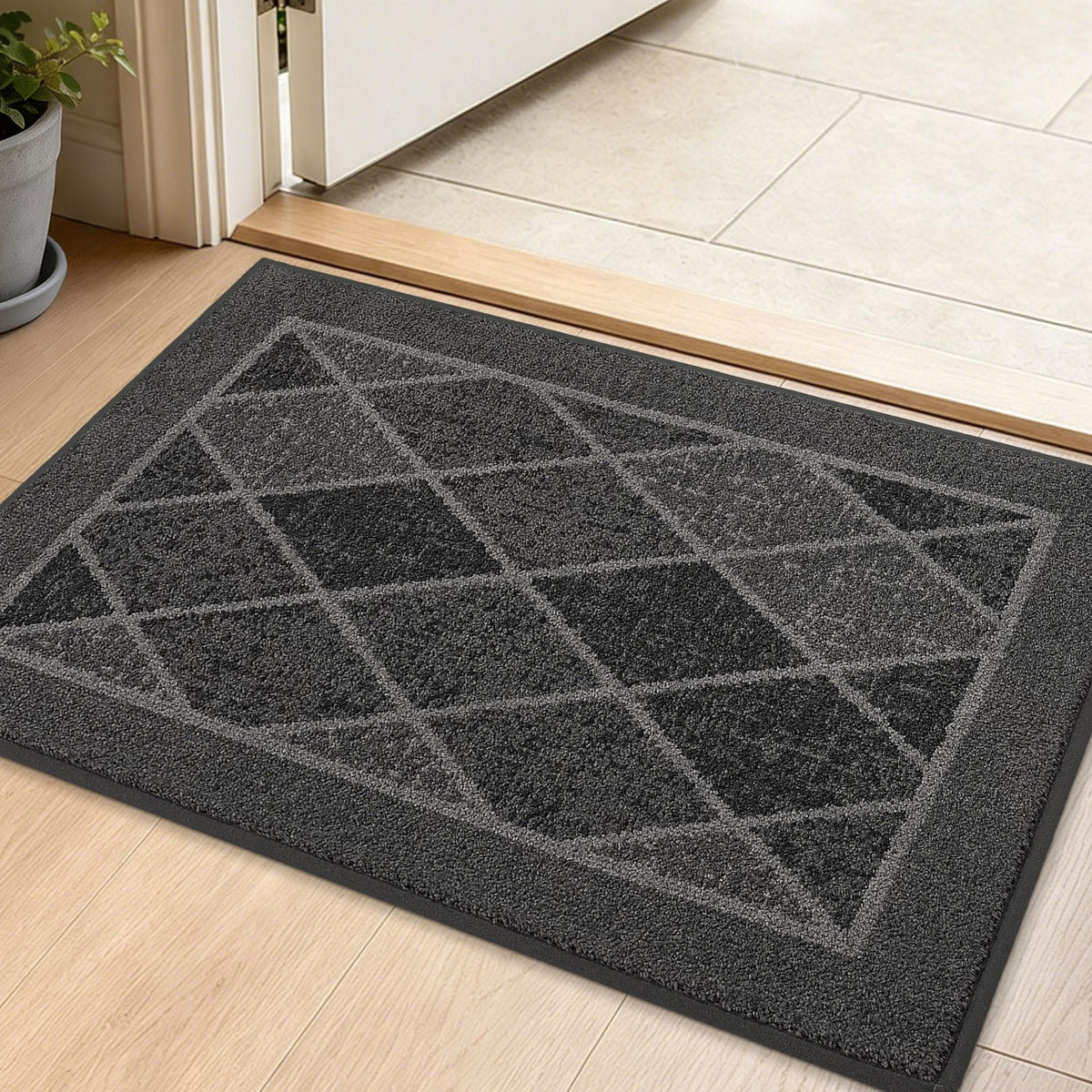 BEQHAUSE Dirt Trapper Door Mat 24" x 36", Doormat Non-Slip, Dark Grey
