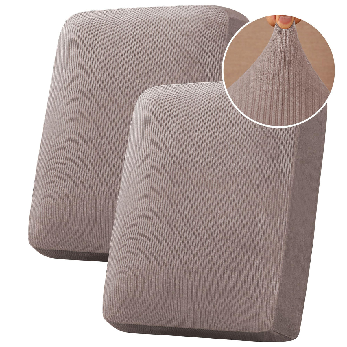 H.VERSAILTEX Velvet Stretch Couch Cushion Cover Plush Cushion Slipcover for Chair Loveseat Sofa Cushion Furniture Protector Seat Cushion Sofa Cover (2 Piece Large Sofa Cushion Covers, Ivory)