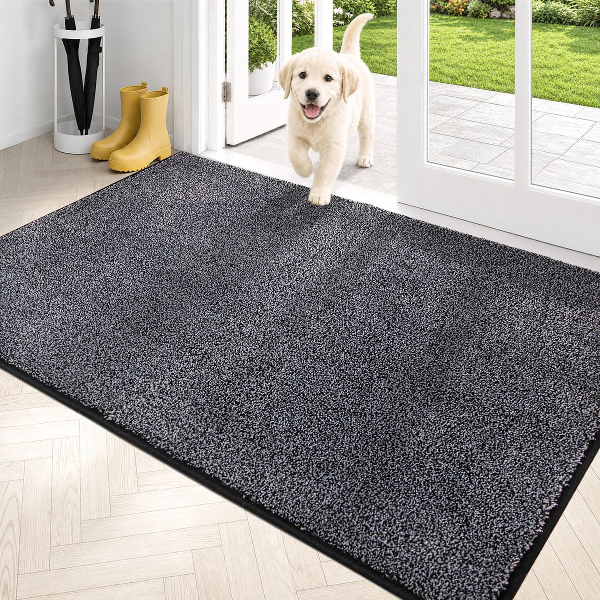 PURRUGS Dirt Trapping Indoor Door Mat, 24" x 35.5", Charcoal