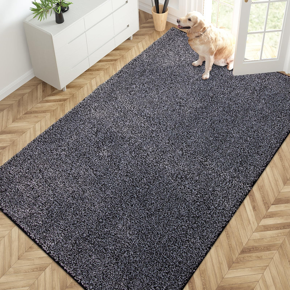 PURRUGS Dirt Trapping Indoor Door Mat, 24" x 35.5", Charcoal