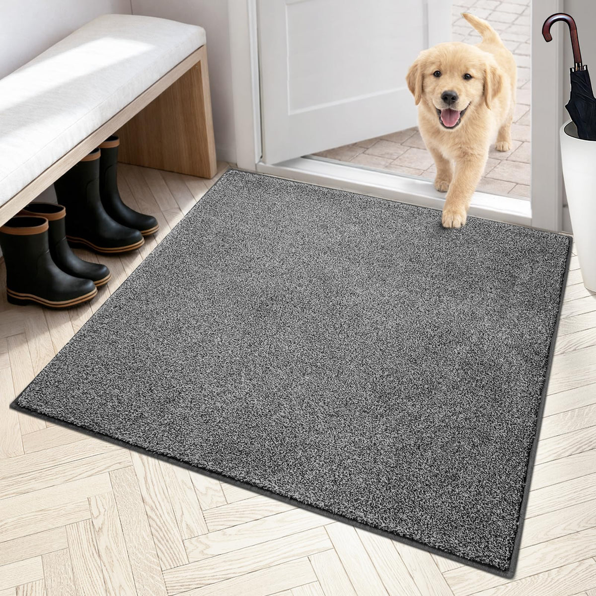 PURRUGS Dirt Trapping Indoor Door Mat, 24" x 35.5", Charcoal
