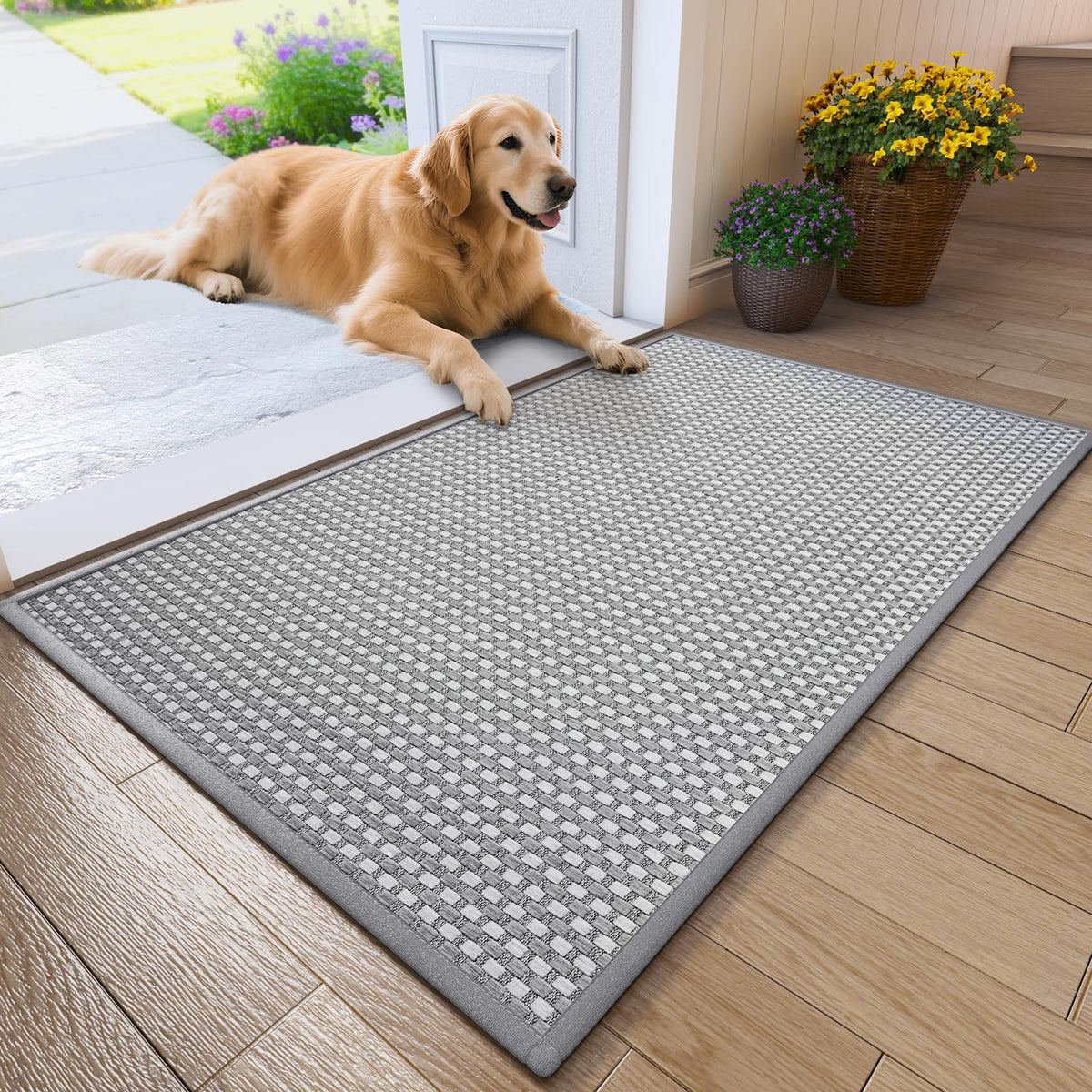 Door Mat Indoor Entrance Front Entry Mats,17''x30'',Brown