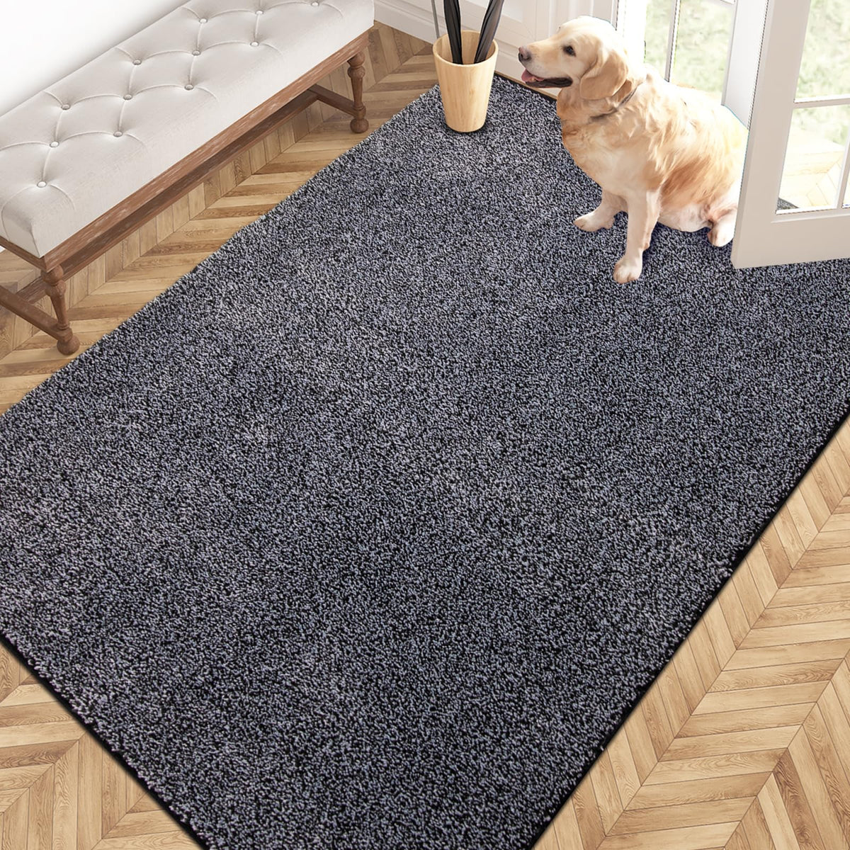 PURRUGS Dirt Trapping Indoor Door Mat, 24" x 35.5", Charcoal