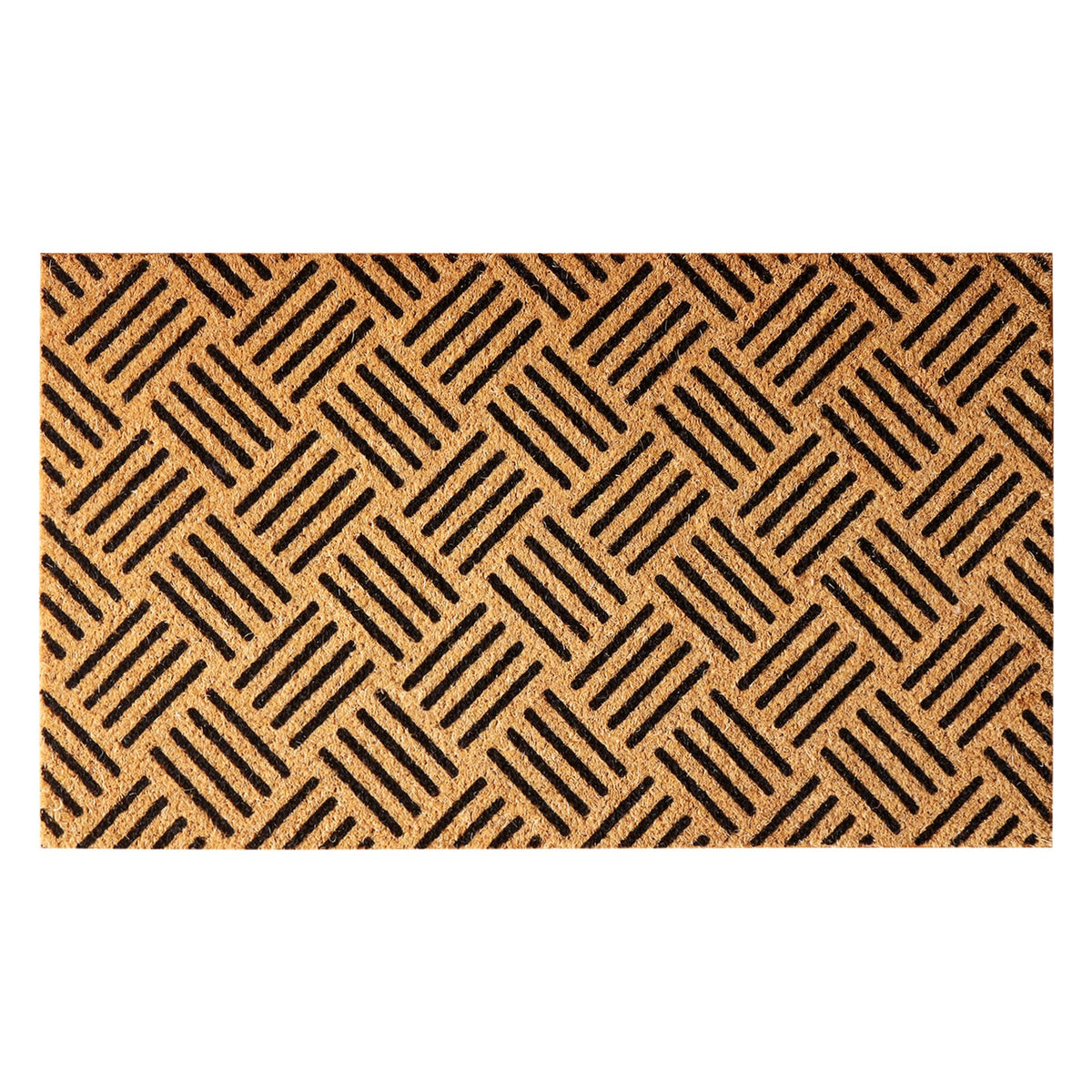 Coco Coir Door Mat Plain Welcome Mat with Stripes Beige 30x17