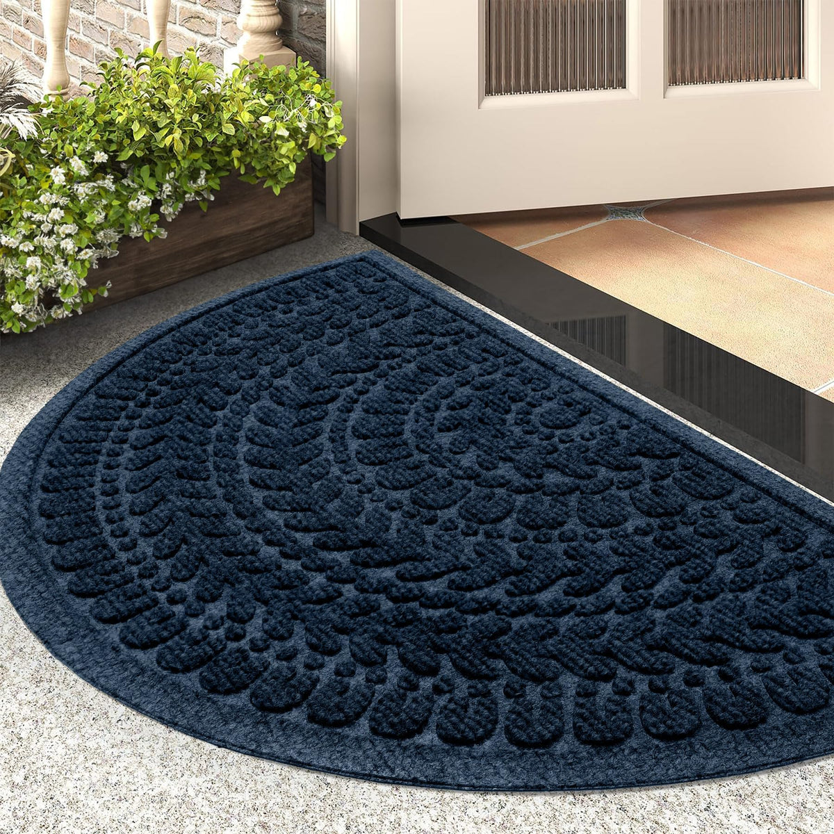 RORA Half Circle Door Mat Front Door Mat Outside Entrance Welcome Mat 17x30