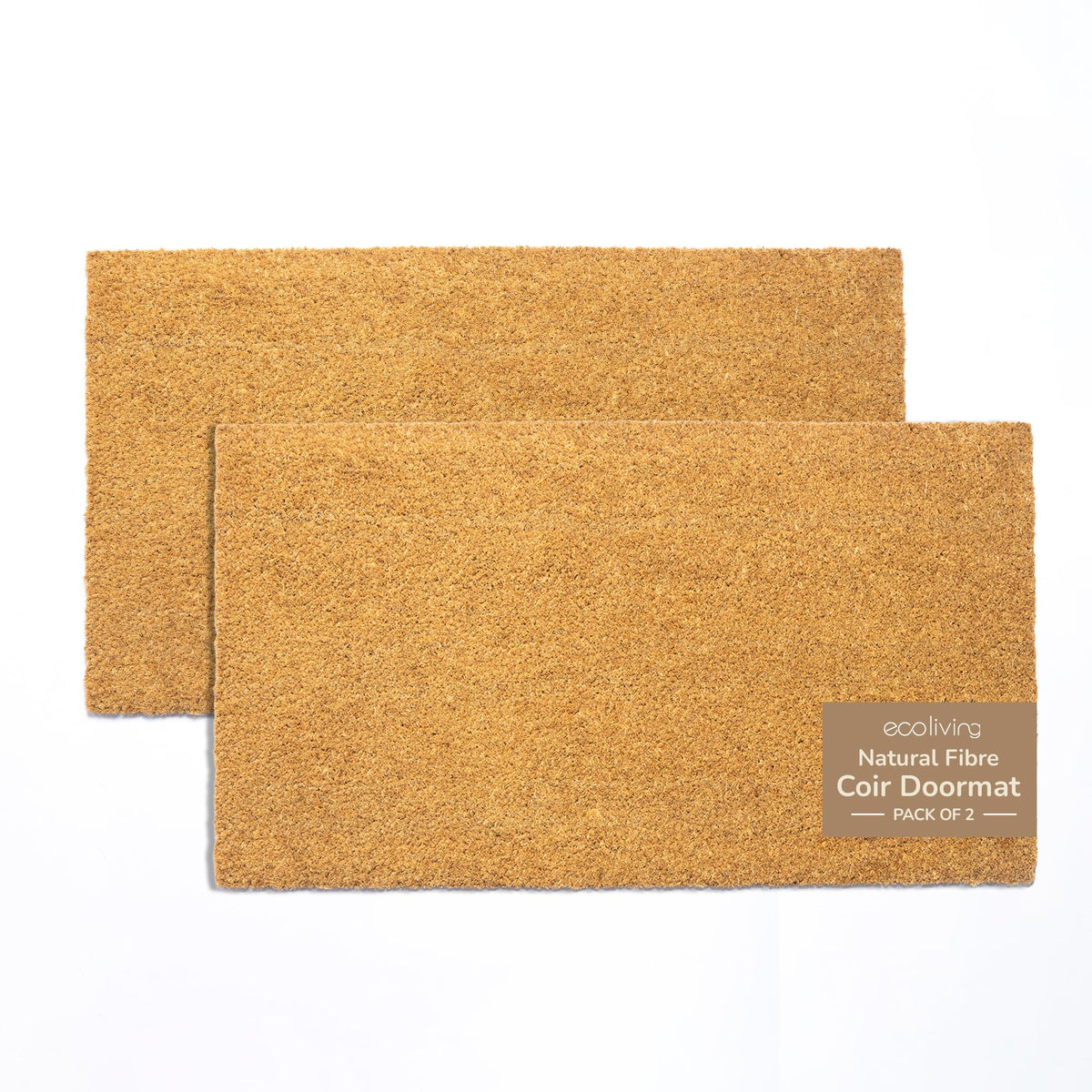 Coco Coir Door Mat Plain Welcome Mat with Stripes Beige 30x17