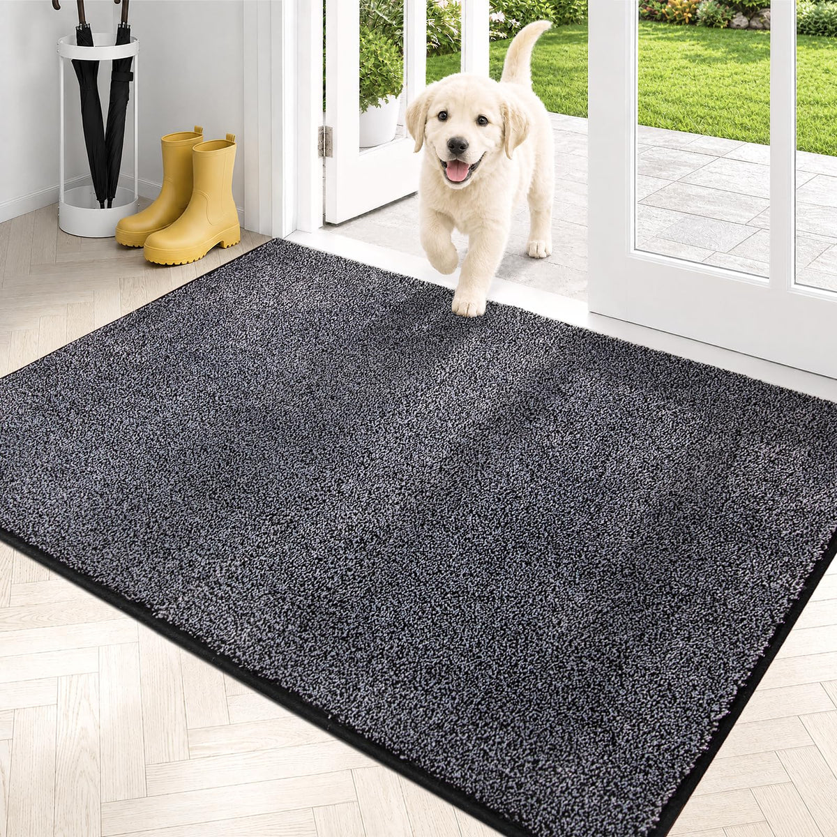 PURRUGS Dirt Trapping Indoor Door Mat, 24" x 35.5", Charcoal