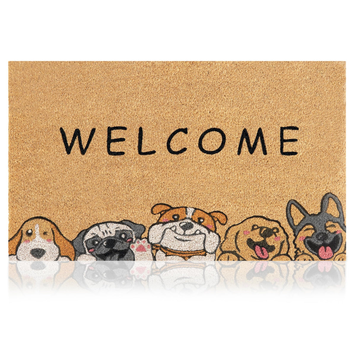 Coir Welcome Mat, Non-Slip, Welcome Daisies, 17 x 29 in