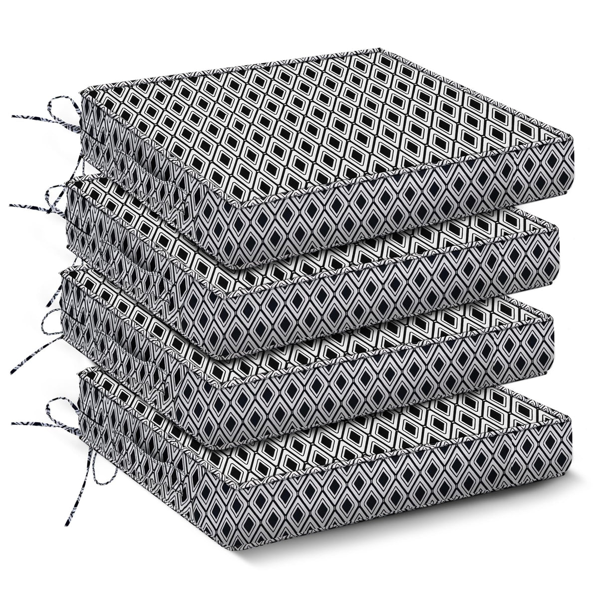 IPYNBAP Outdoor Chair Cushions Set of 4 -Waterproof Outdoor Seat Cushions for Patio Furniture, Patio Chair Cushion with Handle and Ties, Square Out Door Chair Pads,19" x 19" x 3", Navy Blue
